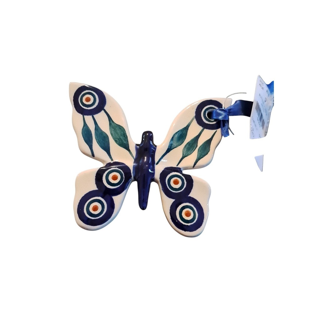 Polish Pottery Butterfly Ornament Hand‎ Painted NWT